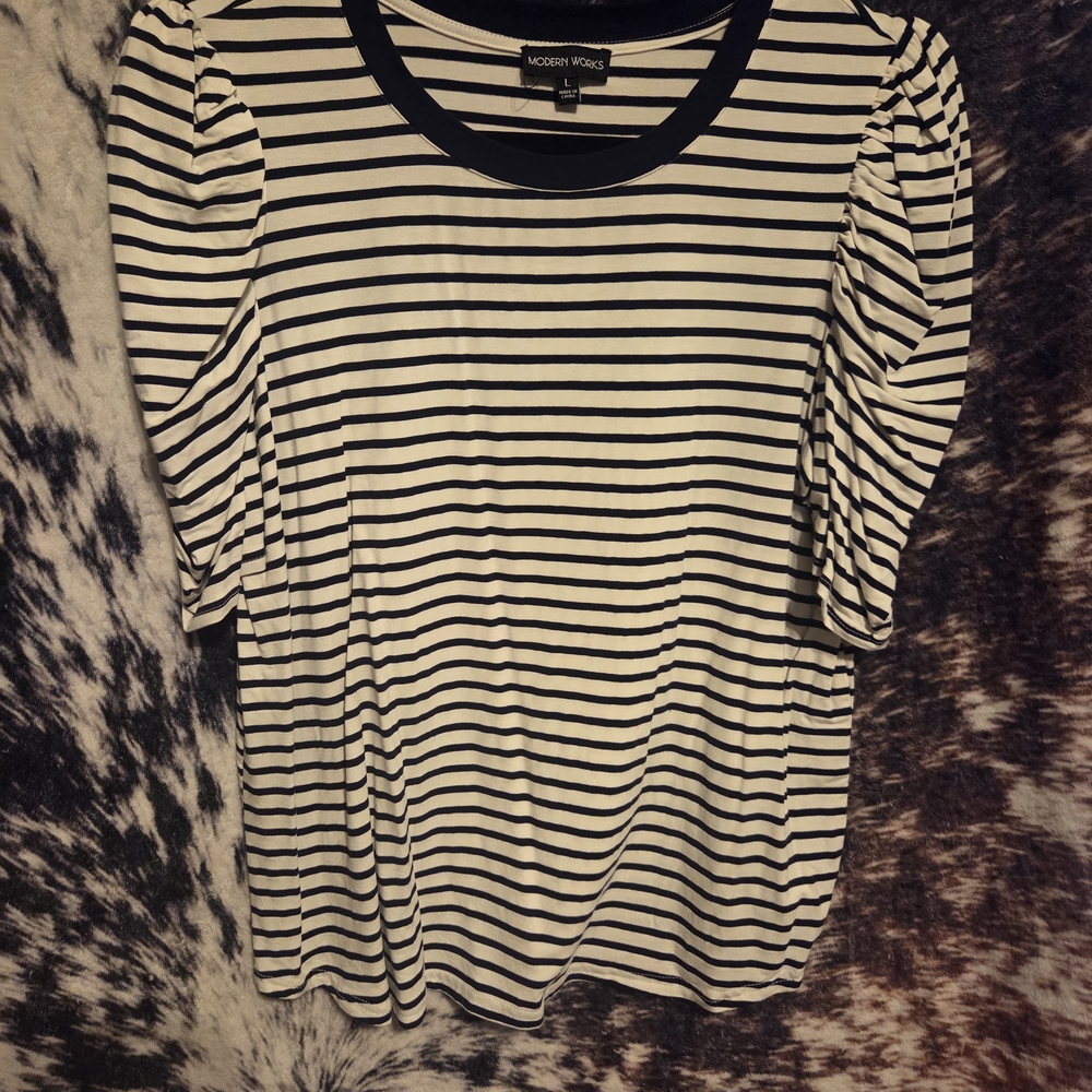 Modern Vibes Black and White Striped Long Sleeve Top